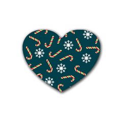 Christmas Seamless Pattern With Candies Snowflakes Rubber Coaster (heart) by Uceng