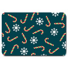 Christmas Seamless Pattern With Candies Snowflakes Large Doormat by Uceng