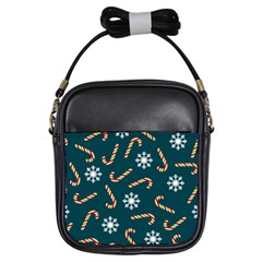 Christmas Seamless Pattern With Candies Snowflakes Girls Sling Bag by Uceng