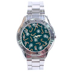 Christmas Seamless Pattern With Candies Snowflakes Stainless Steel Analogue Watch by Uceng