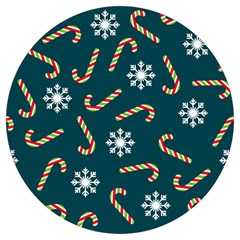 Christmas Seamless Pattern With Candies Snowflakes Round Trivet by Uceng