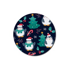 Colorful Funny Christmas Pattern Rubber Coaster (round) by Uceng