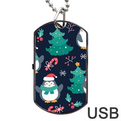 Colorful Funny Christmas Pattern Dog Tag Usb Flash (two Sides) by Uceng