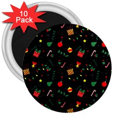 Christmas Pattern Texture Colorful Wallpaper 3  Magnets (10 Pack)  by Uceng