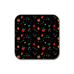 Christmas Pattern Texture Colorful Wallpaper Rubber Coaster (square) by Uceng