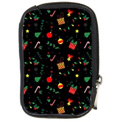 Christmas Pattern Texture Colorful Wallpaper Compact Camera Leather Case