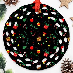 Christmas Pattern Texture Colorful Wallpaper Ornament (round Filigree)