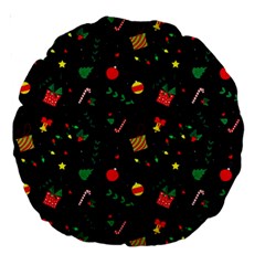 Christmas Pattern Texture Colorful Wallpaper Large 18  Premium Round Cushions