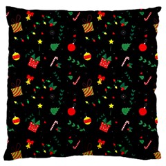 Christmas Pattern Texture Colorful Wallpaper Large Flano Cushion Case (one Side)