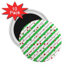 Christmas Paper Stars Pattern Texture Background Colorful Colors Seamless 2 25  Magnets (10 Pack)  by Uceng