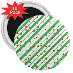 Christmas Paper Stars Pattern Texture Background Colorful Colors Seamless 3  Magnets (10 Pack)  by Uceng