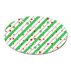 Christmas Paper Stars Pattern Texture Background Colorful Colors Seamless Oval Magnet by Uceng