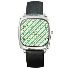 Christmas Paper Stars Pattern Texture Background Colorful Colors Seamless Square Metal Watch by Uceng