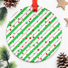 Christmas Paper Stars Pattern Texture Background Colorful Colors Seamless Round Ornament (two Sides) by Uceng