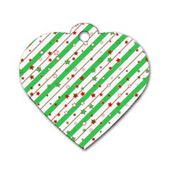 Christmas Paper Stars Pattern Texture Background Colorful Colors Seamless Dog Tag Heart (one Side) by Uceng