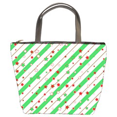 Christmas Paper Stars Pattern Texture Background Colorful Colors Seamless Bucket Bag by Uceng