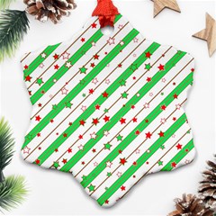 Christmas Paper Stars Pattern Texture Background Colorful Colors Seamless Snowflake Ornament (two Sides)