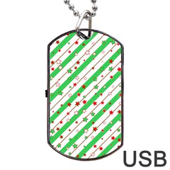 Christmas Paper Stars Pattern Texture Background Colorful Colors Seamless Dog Tag Usb Flash (two Sides) by Uceng