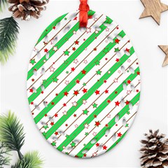 Christmas Paper Stars Pattern Texture Background Colorful Colors Seamless Oval Filigree Ornament (two Sides) by Uceng