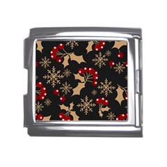 Christmas Pattern With Snowflakes Berries Mega Link Italian Charm (18mm) by Uceng