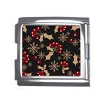 Christmas Pattern With Snowflakes Berries Mega Link Italian Charm (18mm) Front