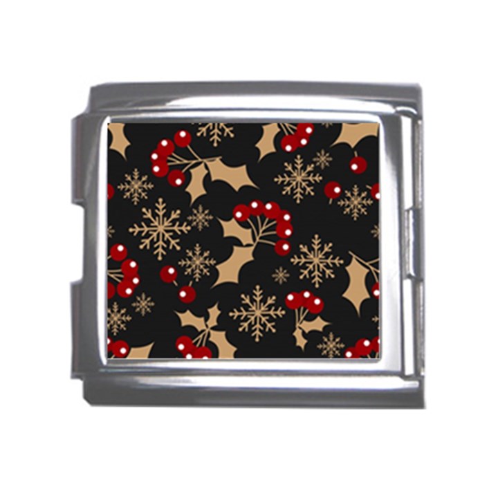 Christmas Pattern With Snowflakes Berries Mega Link Italian Charm (18mm)