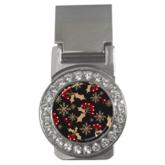 Christmas Pattern With Snowflakes Berries Money Clips (cz)  by Uceng