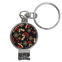 Christmas Pattern With Snowflakes Berries Nail Clippers Key Chain by Uceng