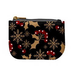 Christmas Pattern With Snowflakes Berries Mini Coin Purse by Uceng