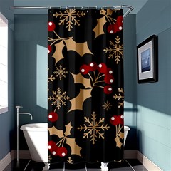 Christmas Pattern With Snowflakes Berries Shower Curtain 36  X 72  (stall)  by Uceng