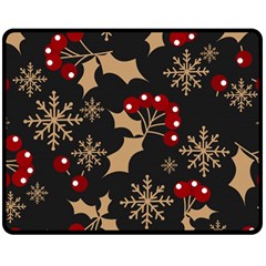 Christmas Pattern With Snowflakes Berries Double Sided Fleece Blanket (medium) by Uceng