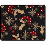 Christmas Pattern With Snowflakes Berries Double Sided Fleece Blanket (Medium) 58.8 x47.4  Blanket Front