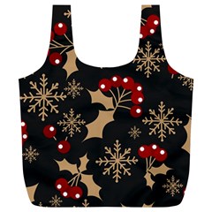 Christmas Pattern With Snowflakes Berries Full Print Recycle Bag (xl) by Uceng