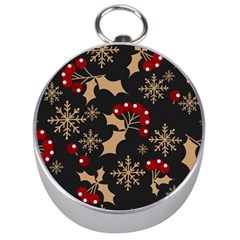 Christmas Pattern With Snowflakes Berries Silver Compasses by Uceng