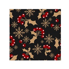 Christmas Pattern With Snowflakes Berries Square Satin Scarf (30  X 30 ) by Uceng