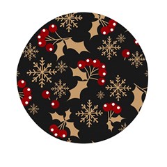 Christmas Pattern With Snowflakes Berries Mini Round Pill Box (pack Of 3) by Uceng