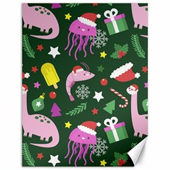 Dinosaur Colorful Funny Christmas Pattern Canvas 12  X 16  by Uceng