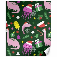 Dinosaur Colorful Funny Christmas Pattern Canvas 16  X 20  by Uceng