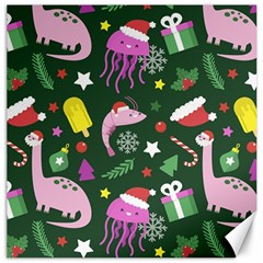 Dinosaur Colorful Funny Christmas Pattern Canvas 20  X 20  by Uceng