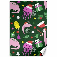 Dinosaur Colorful Funny Christmas Pattern Canvas 20  X 30  by Uceng