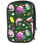 Dinosaur Colorful Funny Christmas Pattern Compact Camera Leather Case Front