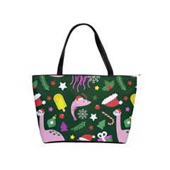 Dinosaur Colorful Funny Christmas Pattern Classic Shoulder Handbag by Uceng