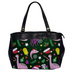 Dinosaur Colorful Funny Christmas Pattern Oversize Office Handbag by Uceng