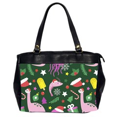 Dinosaur Colorful Funny Christmas Pattern Oversize Office Handbag (2 Sides) by Uceng