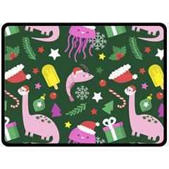 Dinosaur Colorful Funny Christmas Pattern Fleece Blanket (large) by Uceng