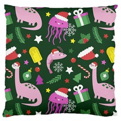 Dinosaur Colorful Funny Christmas Pattern Standard Flano Cushion Case (two Sides) by Uceng