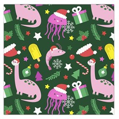 Dinosaur Colorful Funny Christmas Pattern Square Satin Scarf (36  X 36 ) by Uceng