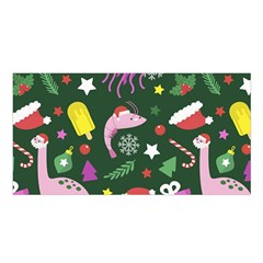 Dinosaur Colorful Funny Christmas Pattern Satin Shawl 45  X 80  by Uceng