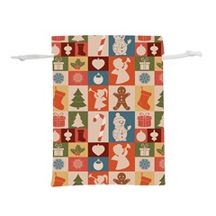 Cute Christmas Seamless Pattern Vector  - Lightweight Drawstring Pouch (m)