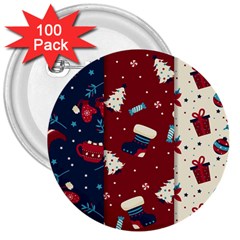 Flat Design Christmas Pattern Collection Art 3  Buttons (100 Pack)  by Uceng